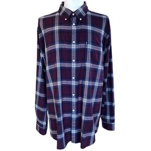 Barbour Men's Tailored Fit Button Down Shirt XL‎ Maroon Navy Plaid